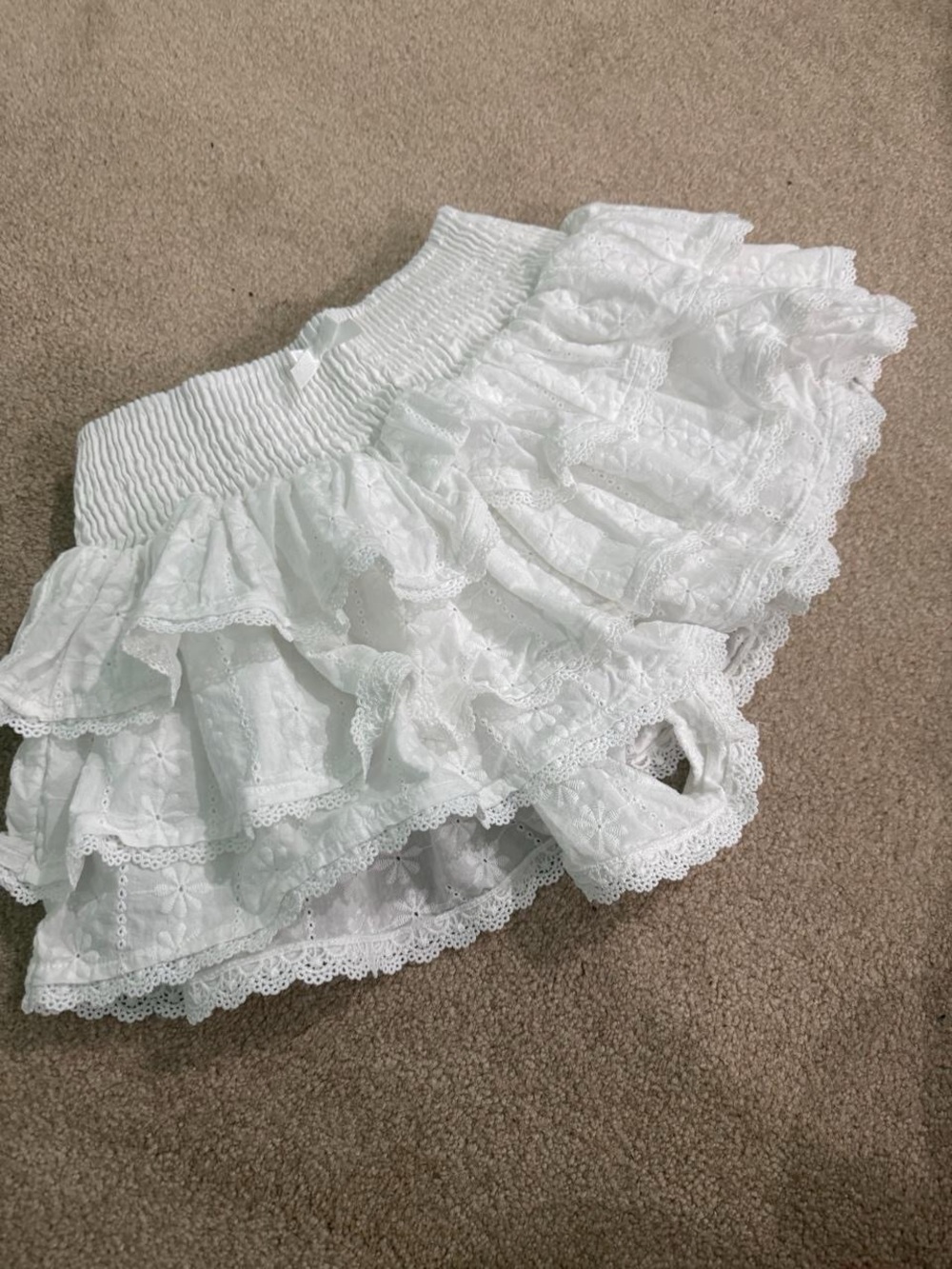 🤍 Princess Polly White Broderie Ruffle Skort — US 2 / AU/UK 6